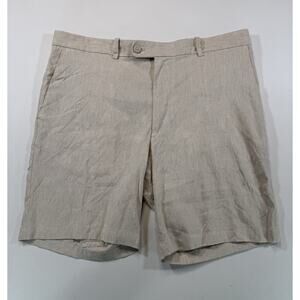 Cubavera Linen Blend Shorts Mens 38 Beige Flat Front Summer Casual